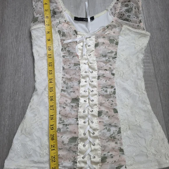 🌸 Jane Norman Lace Floral Corset Top | UK 16 / EU 42 Y2k Cottage - Picture 13 of 13